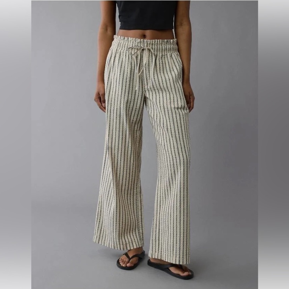 AE Pull On Stripe Pant XL High Waisted Paperbag - Picture 2 of 10